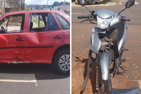 Colisão entre carro e moto deixa motociclista ferido no Bairro Periolo em Cascavel