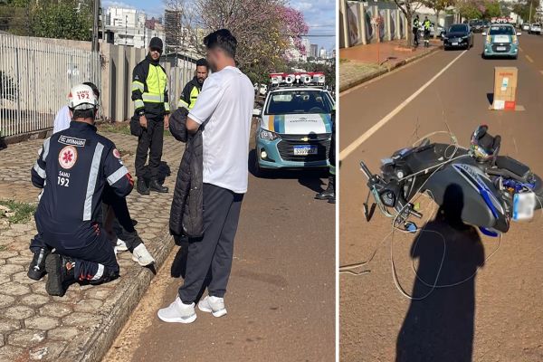 Motociclista cai após se enroscar em fio solto no Bairro Country e fica 40 minutos no chão à espera de socorro