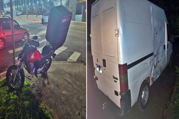Colisão entre moto e van deixa motociclista ferido no Bairro Periolo em Cascavel