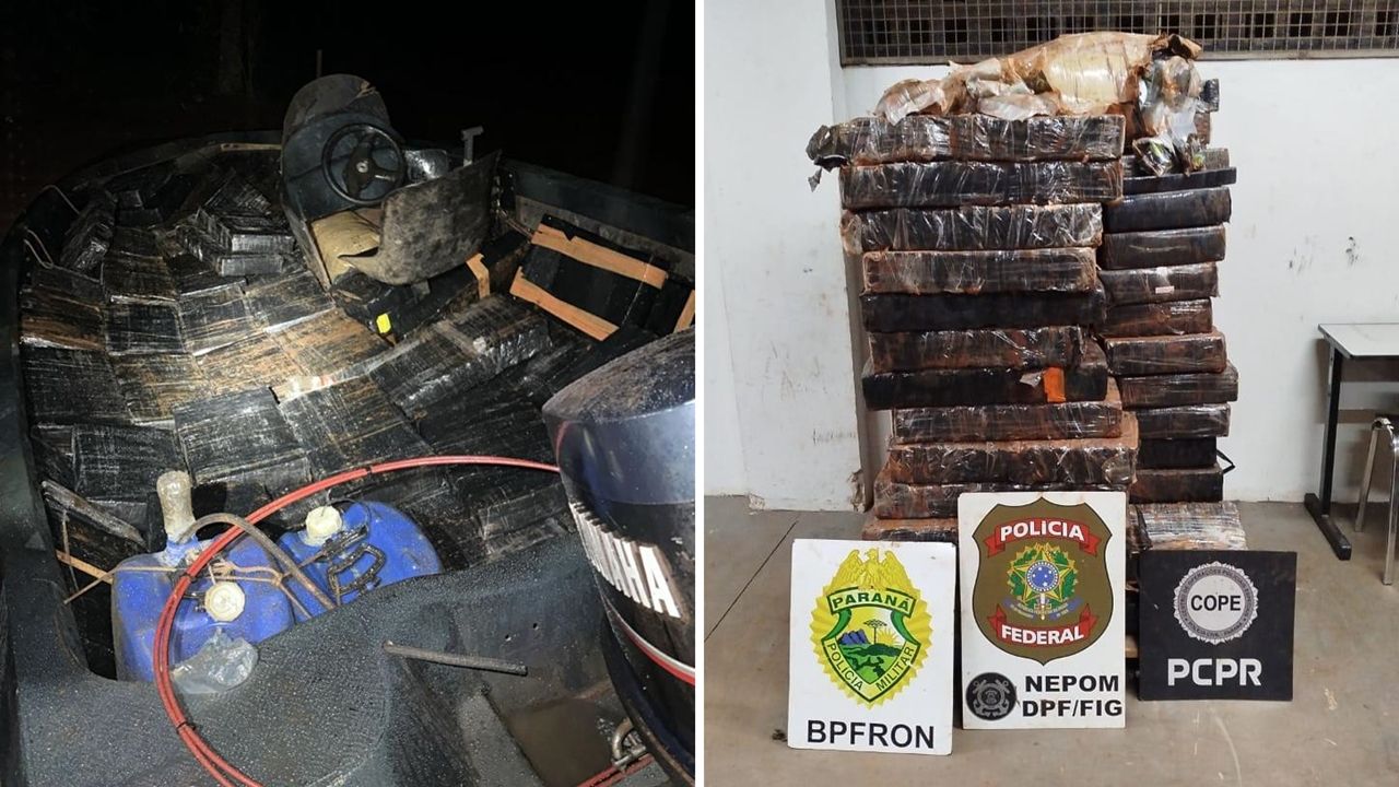 Lancha carregada com mais de uma tonelada de drogas é apreendida em Santa Helena