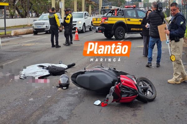 Motociclista morre após ser atropelado por caminhão na Avenida Colombo, em Maringá