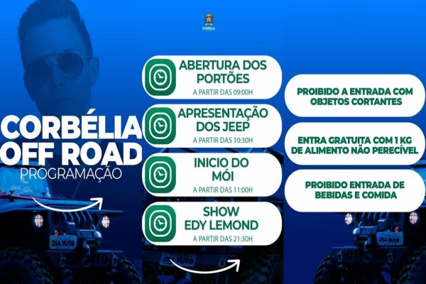 Imagem referente a notícia: Aventura e adrenalina invadem Corbélia com trilhas, carros rebaixados e show nacional