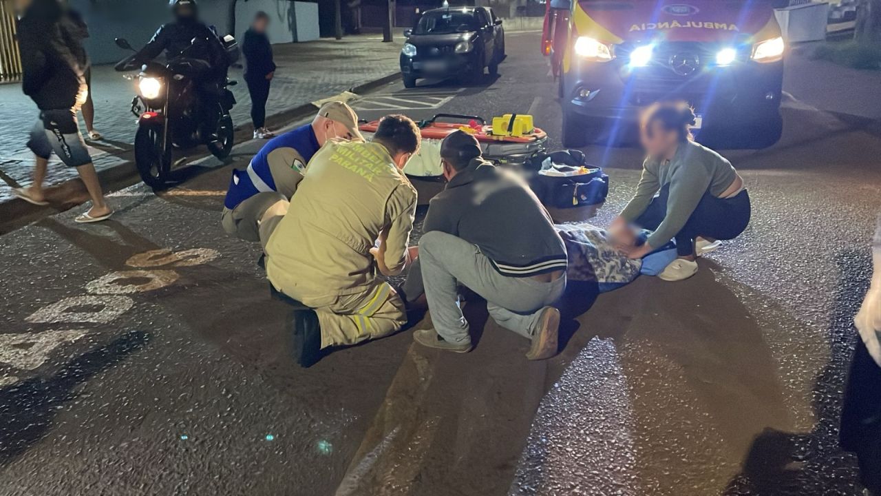 Jovem fica gravemente ferida após ser atropelada por automóvel no Bairro Cataratas, em Cascavel