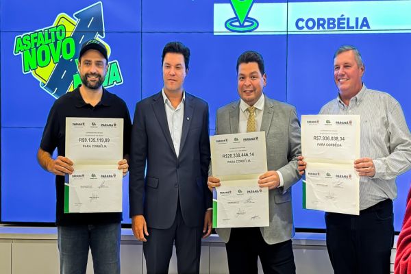 Imagem referente a notícia: Corbélia recebe R$ 37 milhões para pavimentação e terá 100% de ruas asfaltadas