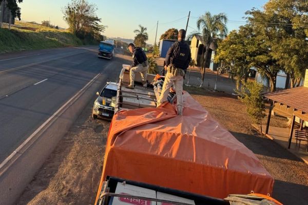 Imagem referente a notícia: PRF apreende 600 mil maços de cigarros na BR-163, em Mercedes