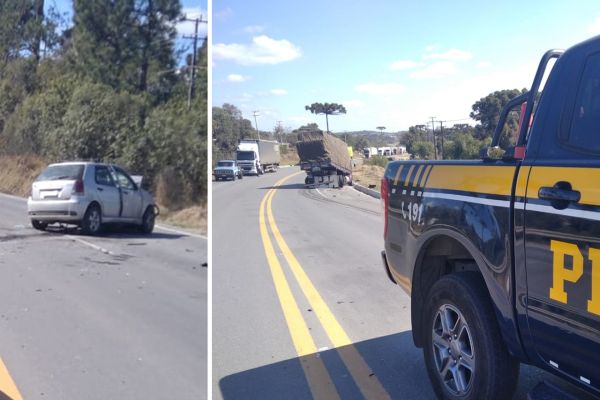 Imagem referente a notícia: Tragédia na BR-476: colisão entre caminhão e carro deixa um morto e um ferido na Lapa