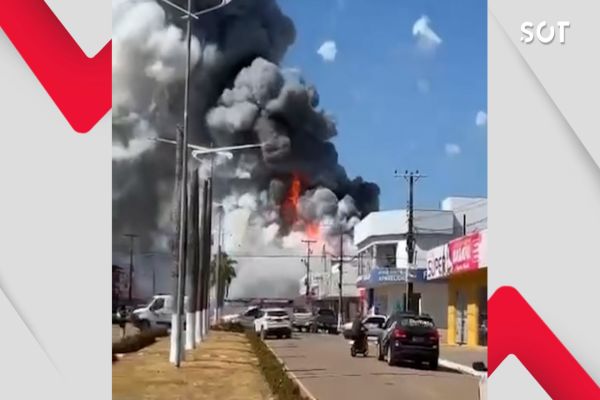 Explosão e incêndio de grandes proporções atinge supermercado em Nova Monte Verde