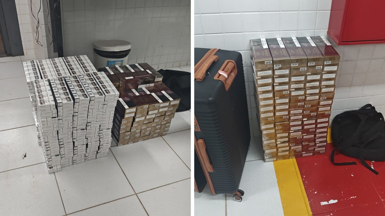 Cavalaria da PM flagra contrabando de cigarros em ônibus interestadual em Cascavel