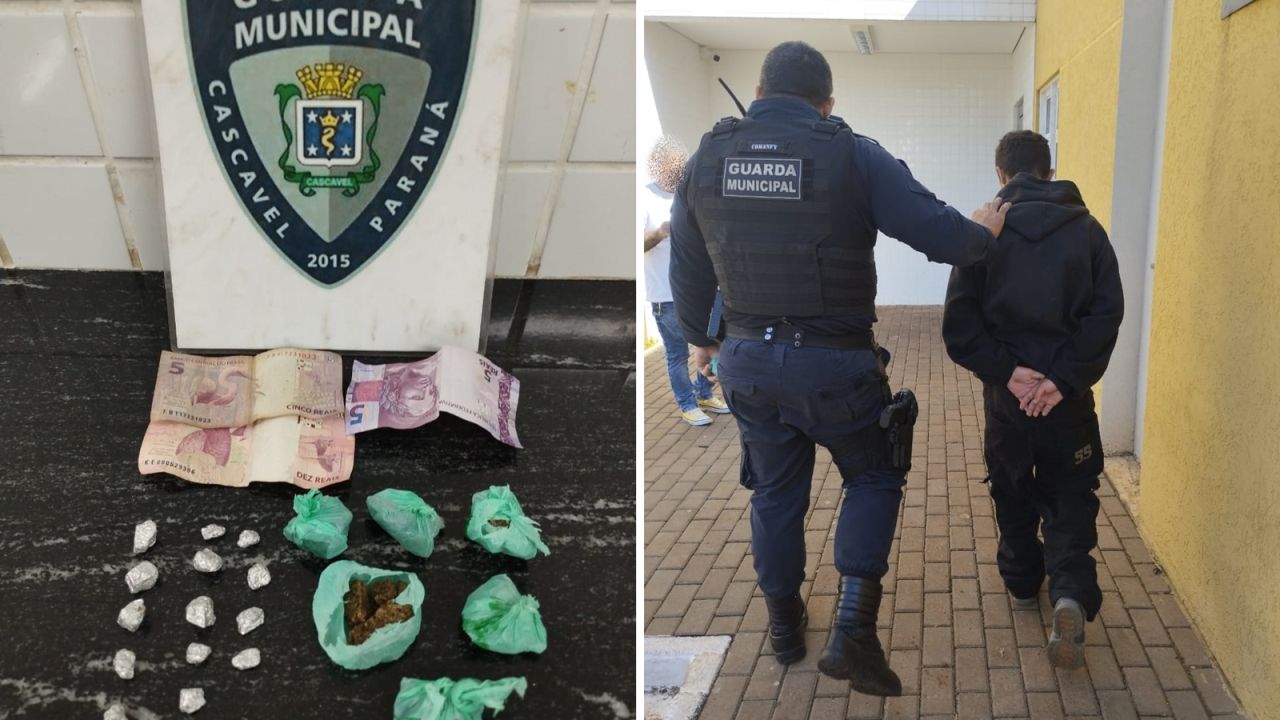 Jovem recém-maior de idade é flagrado com drogas em ação da Guarda Municipal em Cascavel