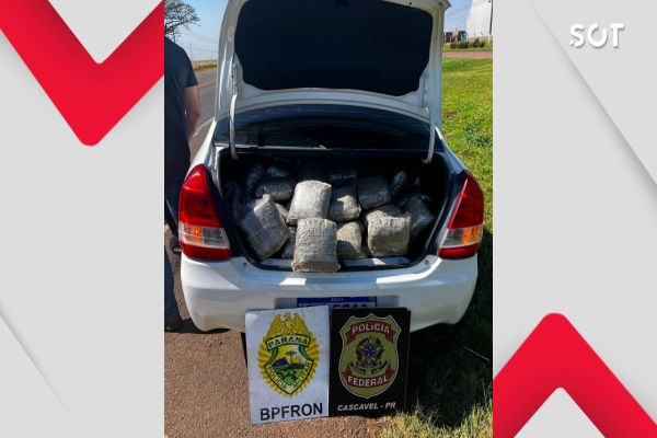 Mulher é presa com mais de 130 kg de maconha escondidos em carro na BR-277