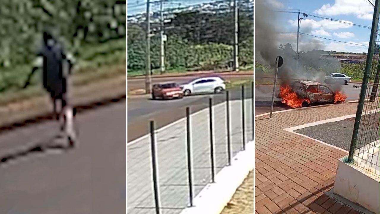 Condutor foge para mata e carro é incendiado após acidente no Jardim Veneza em Cascavel