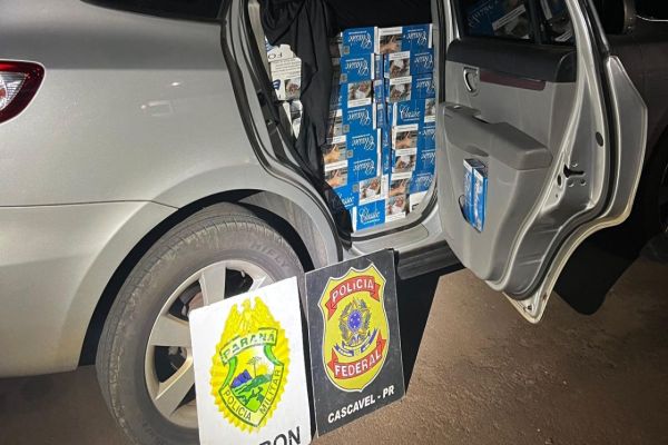 Carro lotado de cigarros contrabandeados é interceptado em operação da PF e BPFron na BR-277