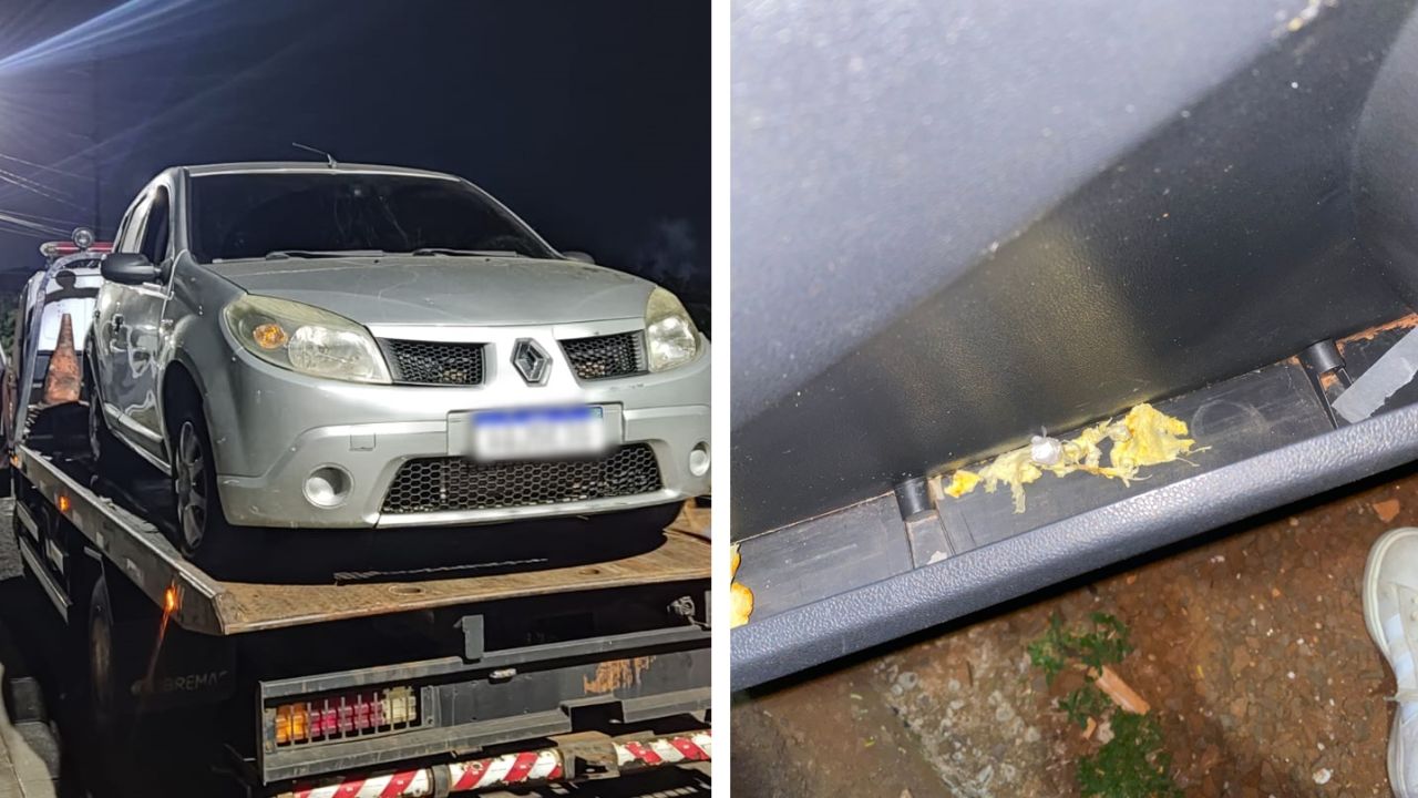 Caçada policial no centro de Cascavel termina com carro abandonado e cocaína apreendida