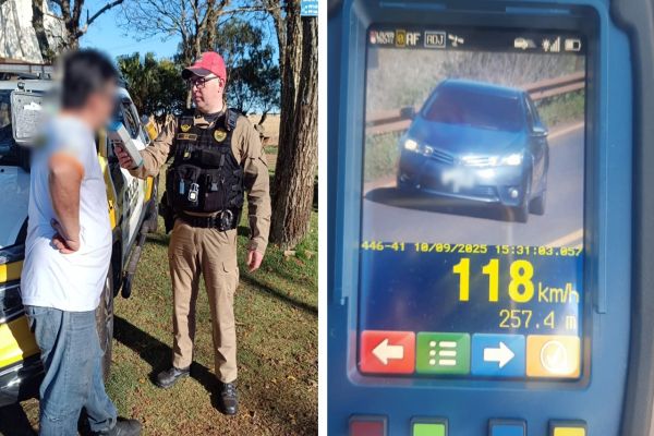 Fiscalização na PR-180 em Cascavel flagra 38 motoristas acima da velocidade e condutora sem direito de dirigir