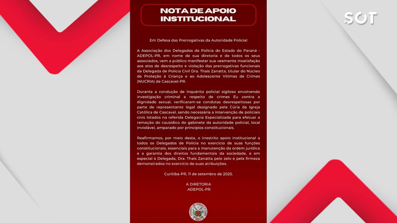 Delegada é alvo de desrespeito em Cascavel e Adepol-PR reage com nota contundente