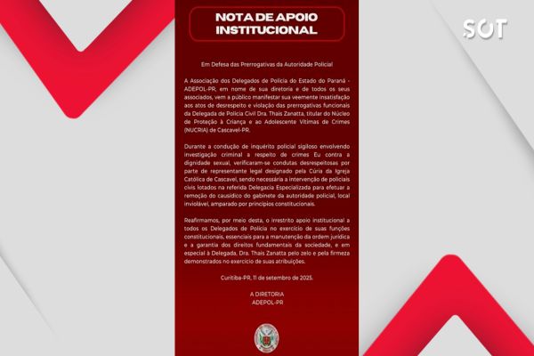 Imagem referente a notícia: Delegada é alvo de desrespeito em Cascavel e Adepol-PR reage com nota contundente