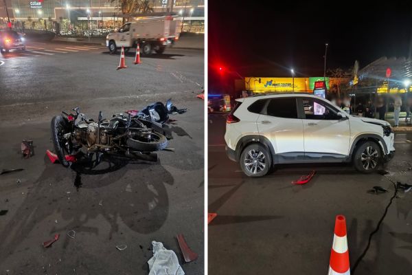 Imagem referente a notícia: Acidente entre moto e SUV deixa jovem ferido no Bairro São Cristóvão em Cascavel