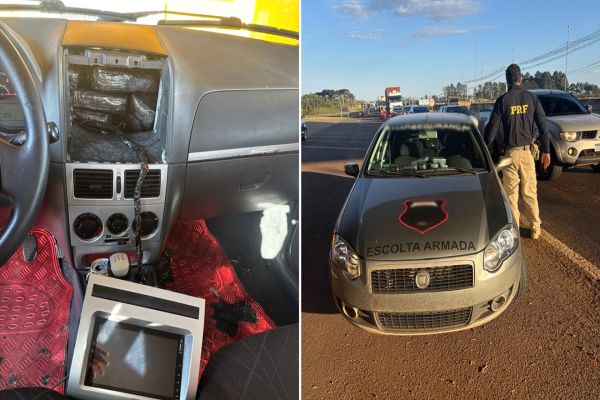 Imagem referente a notícia: PRF encontra eletrônicos escondidos em carros de escolta armada na BR-277 em Cascavel
