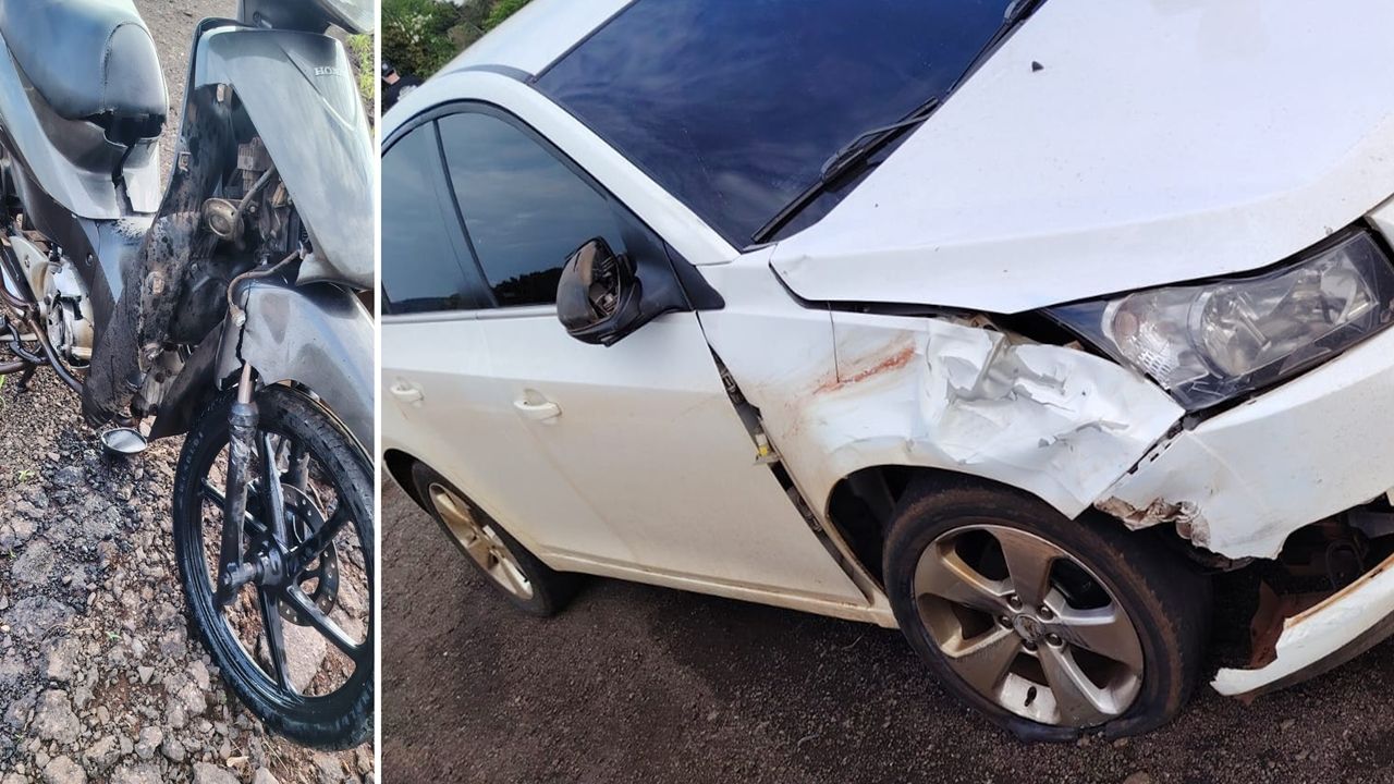 Abalroamento em rodovia de Santa Helena deixa motociclista ferido e mobiliza equipes de socorro