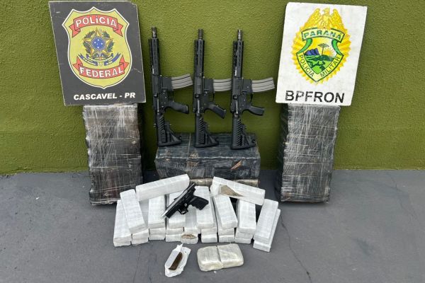 Carro lotado de drogas e armas é interceptado na BR-277 em Santa Tereza do Oeste