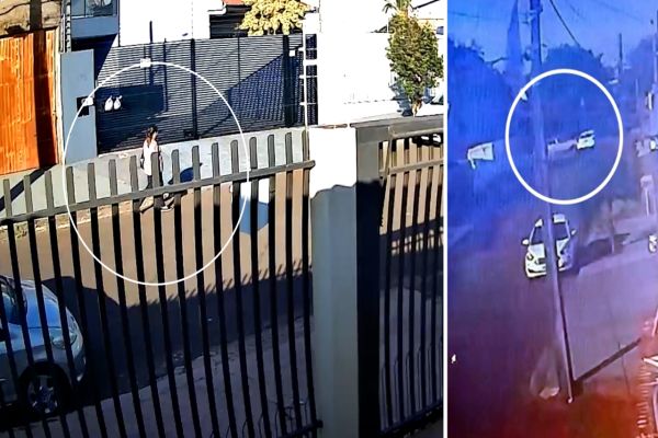 Imagem referente a notícia: Imagens mostram momento antes de pedestre ser atingida carro após acidente envolvendo motoristas sem CNH