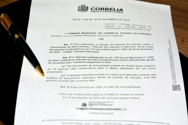ITBI: Prefeito de Corbélia corta imposto pela metade e aquece mercado imobiliário