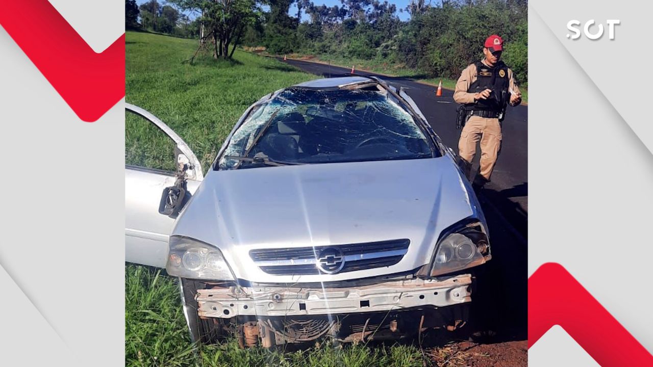 Capotamento é registrado na PR-585 em São Pedro do Iguaçu