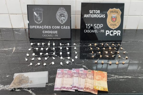 Imagem referente a notícia: Casal é preso com drogas enterradas no quintal no Jardim Consolata em Cascavel