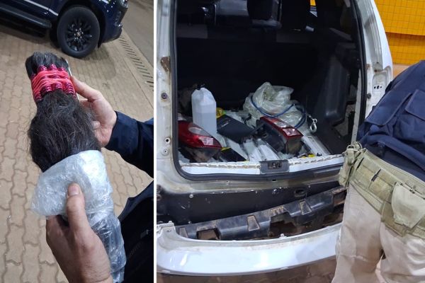 Imagem referente a notícia: PRF apreende 50 kg de cabelos humanos escondidos em carro na BR-277 em Cascavel