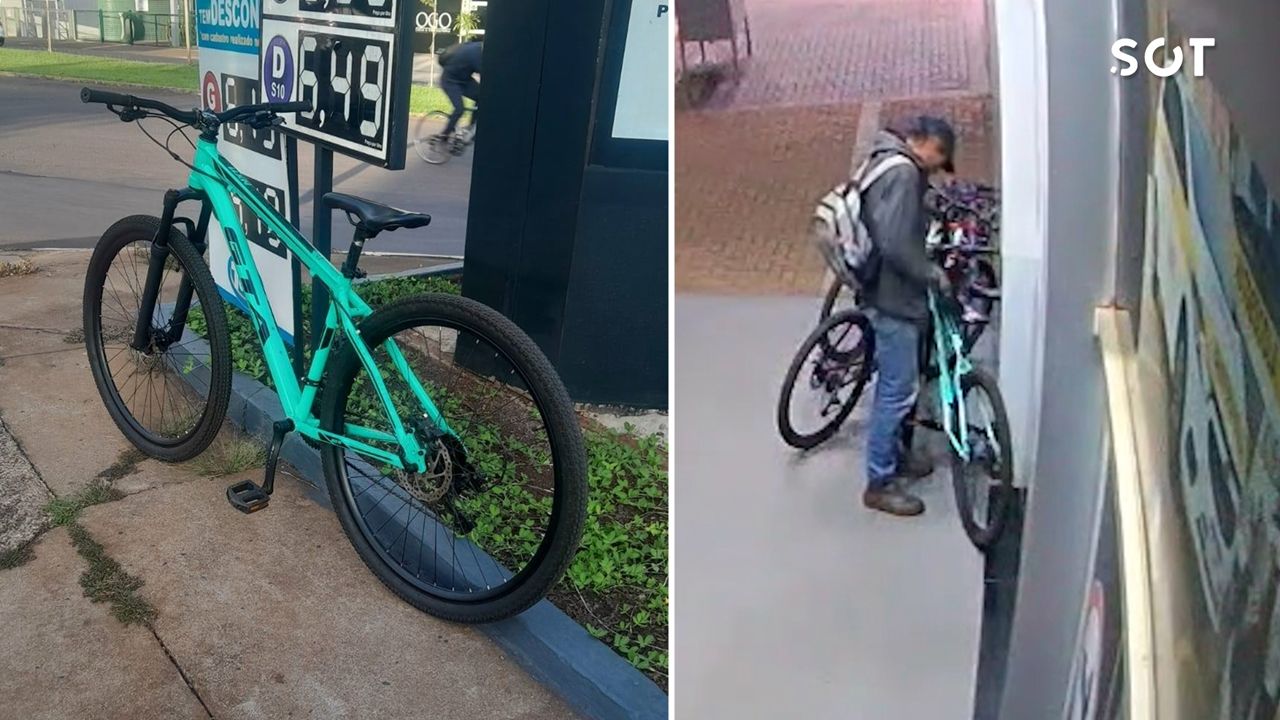 Câmera flagra ladrão cortando corrente e levando bicicleta em segundos no Bairro São Cristóvão