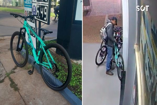 Câmera flagra ladrão cortando corrente e levando bicicleta em segundos no Bairro São Cristóvão