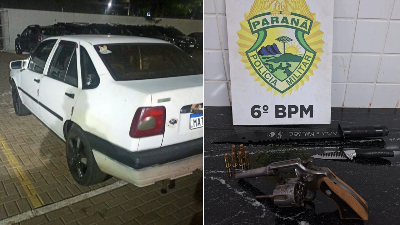 Pelotão de Choque intercepta criminosos após assalto e apreende armas em Cascavel