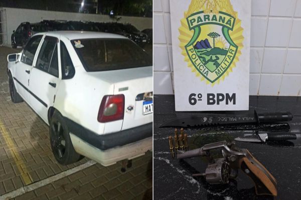 Imagem referente a notícia: Pelotão de Choque intercepta criminosos após assalto e apreende armas em Cascavel