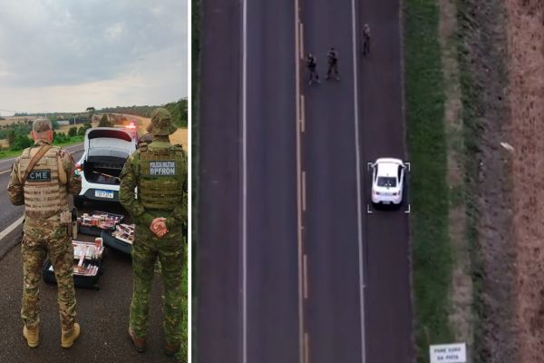 Imagem referente a notícia: Ação da PM e da PF na BR-277 termina com apreensão de R$ 84 mil em cigarros contrabandeados