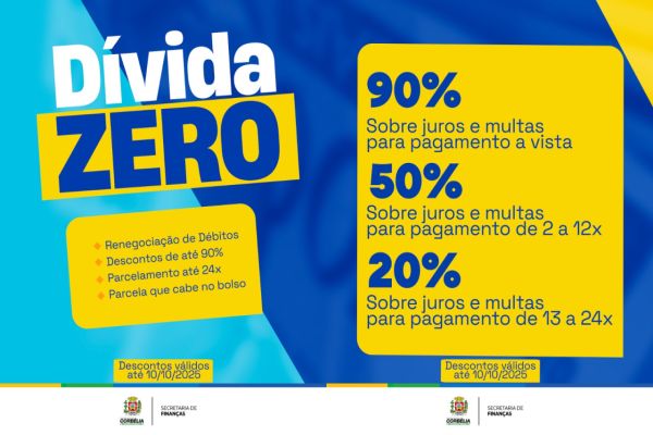 Últimos dias para aproveitar o programa “Dívida Zero” em Corbélia