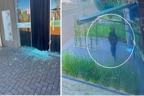Imagem referente a notícia: Homem invade loja e quebra vidro em plena luz do dia em Cascavel