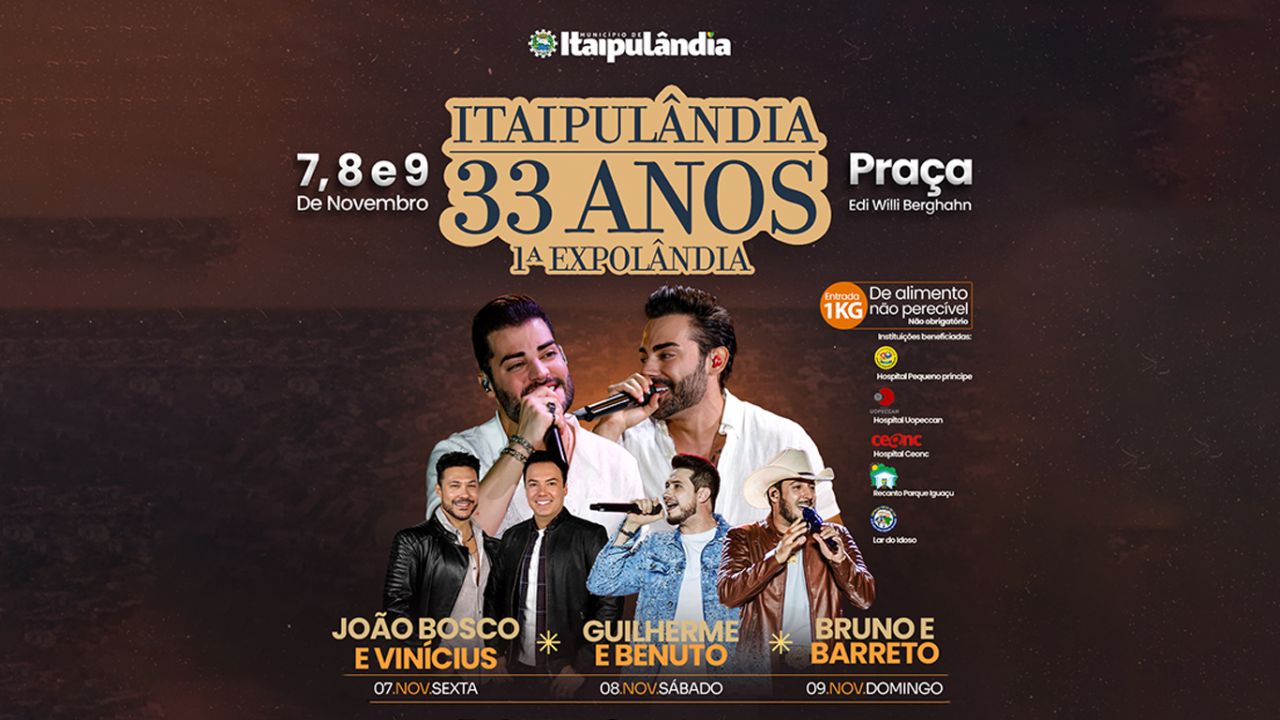 1ª Expolândia promete agitar Itaipulândia com shows, rodeio e muita festa nos 33 anos da cidade