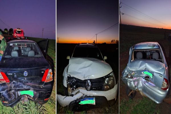 Três veículos se envolvem em colisão em sequência na PR-364, em Terra Roxa