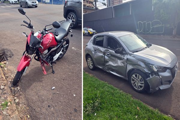 Imagem referente a notícia: Duas pessoas ficam gravemente feridos após colisão com carro em cruzamento movimentado de Cascavel