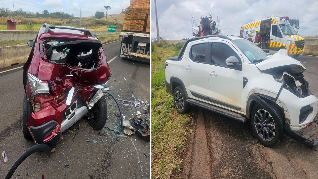 Mulher fica ferida em acidente após carro ser arrastado na BR-376