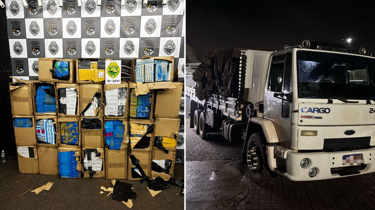 Caminhão é flagrado com 24 caixas de celulares escondidas atrás de placas solares em Corbélia