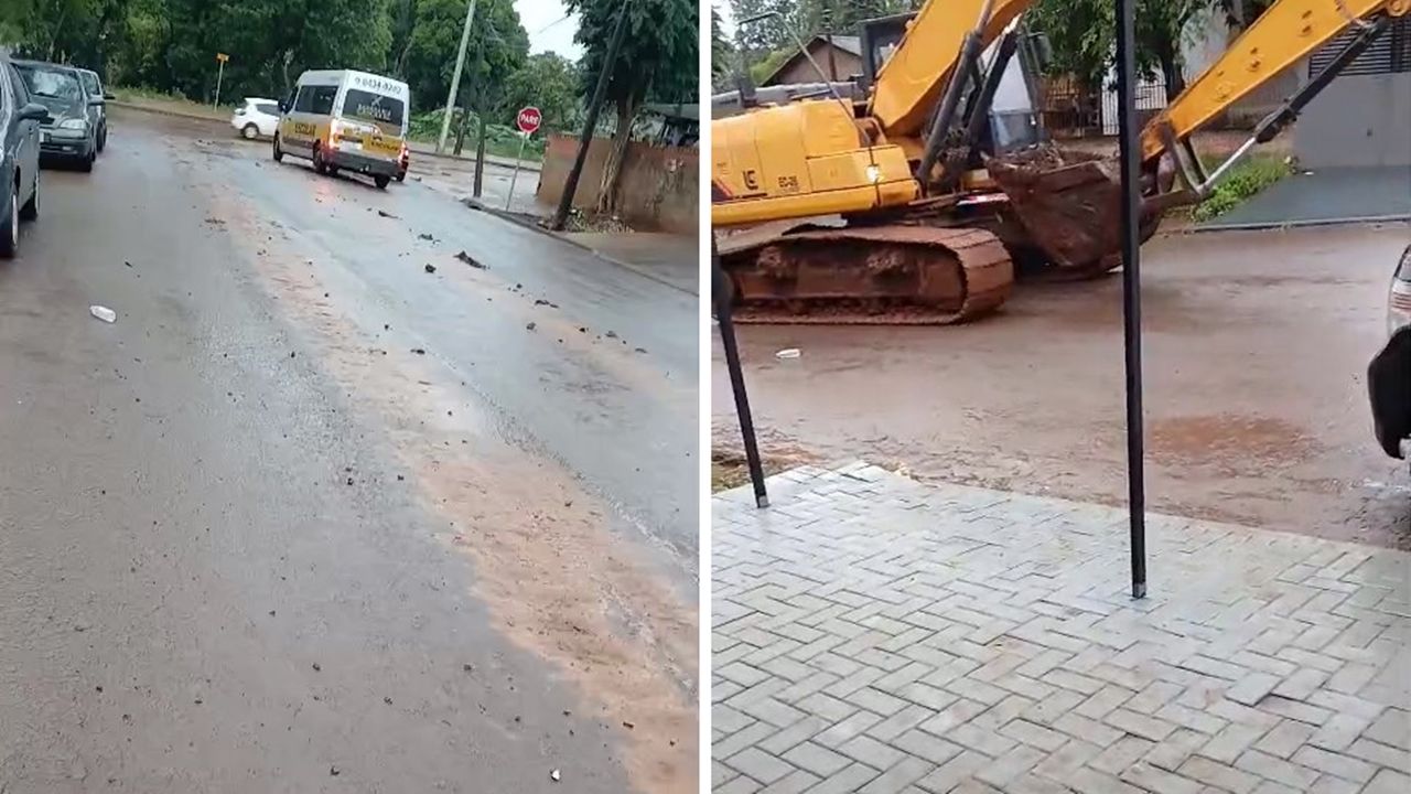 Barro toma conta de ruas no bairro Floresta e causa transtornos a moradores e comerciantes em Cascavel