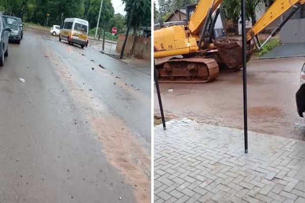 Imagem referente a notícia: Barro toma conta de ruas no bairro Floresta e causa transtornos a moradores e comerciantes em Cascavel
