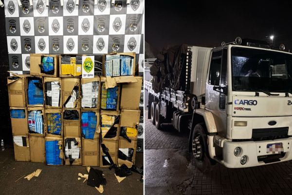 Caminhão é flagrado com 24 caixas de celulares escondidas atrás de placas solares em Corbélia