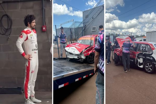 Imagem referente a notícia: Caio Castro perde o controle e destrói carro em treino da Cascavel de Ouro