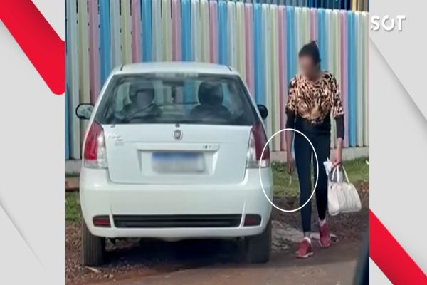 Imagem referente a notícia: Fúria em frente a CMEI: Mulher saca faca e fura pneus durante confusão por dívida de carro em Lindoeste
