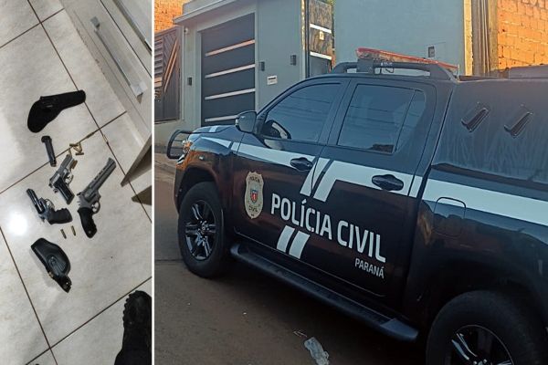 Imagem referente a notícia: Ação conjunta da Polícia Civil e Militar resulta em prisões, apreensões de armas e drogas na Região Norte de Cascavel