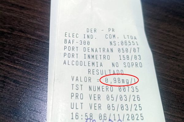 Imagem referente a notícia: Motorista é preso por embriaguez ao volante durante operação da PRE em Quedas do Iguaçu