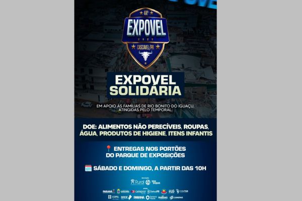Imagem referente a notícia: Expovel faz campanha solidária em prol de Rio Bonito do Iguaçu