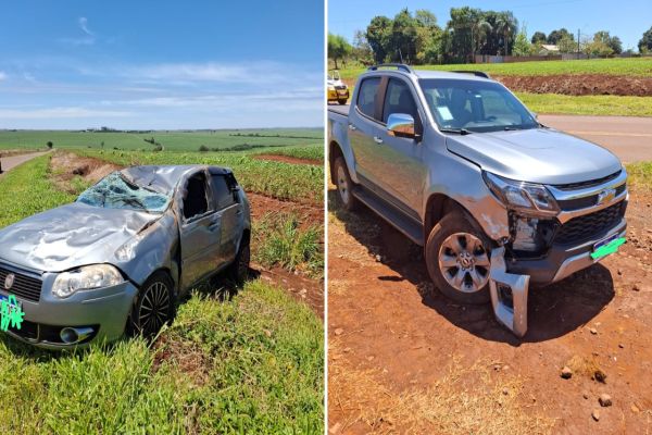 Imagem referente a notícia: Colisão lateral é registrada na PR-472 entre Rancho Alegre e Primavera do Oeste